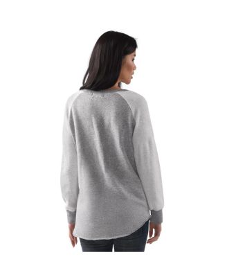 Women's Heather Gray Houston Astros Gridiron Raglan Pullover Sweatshirt