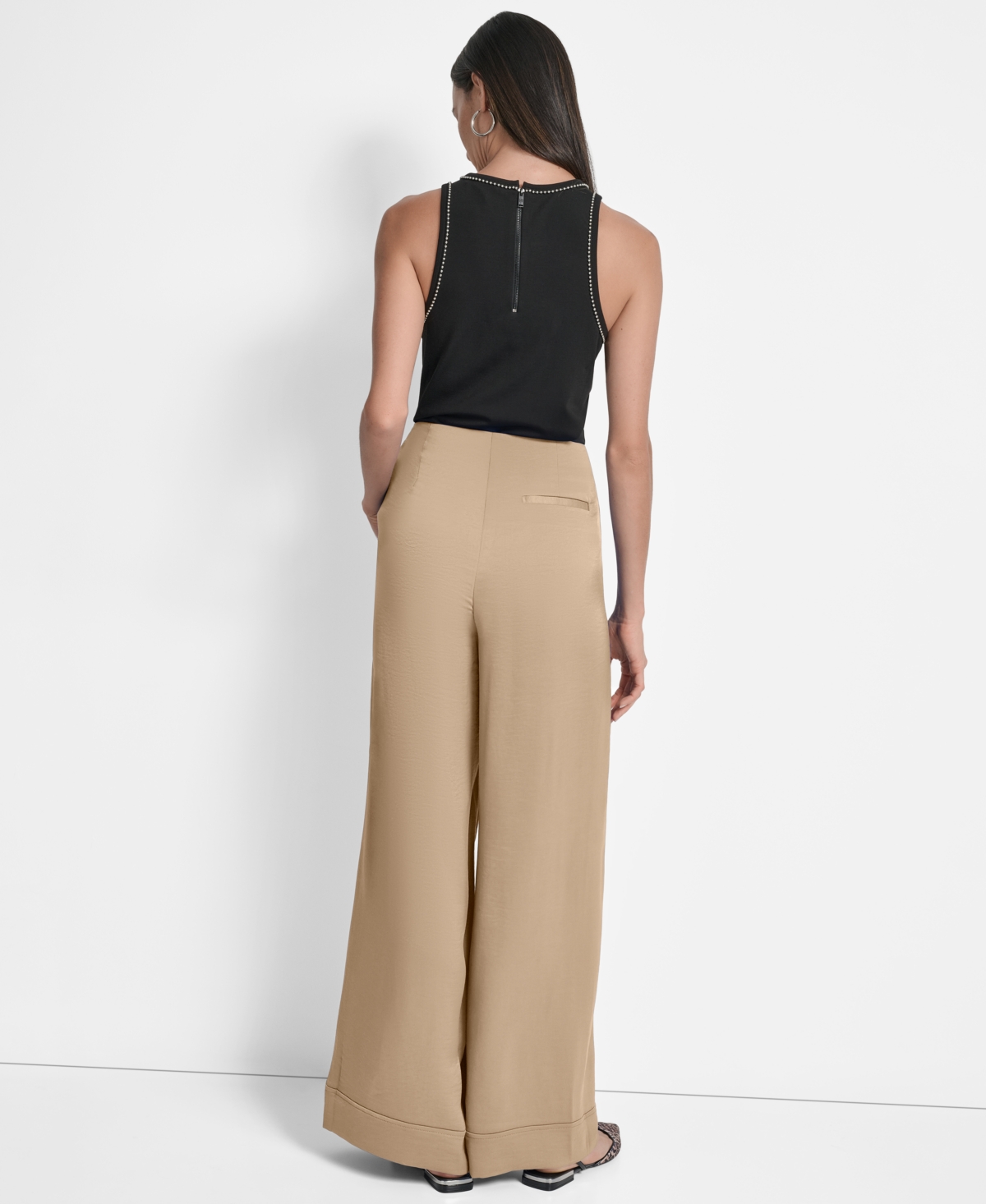 Dkny Wide Leg Pants In Brown
