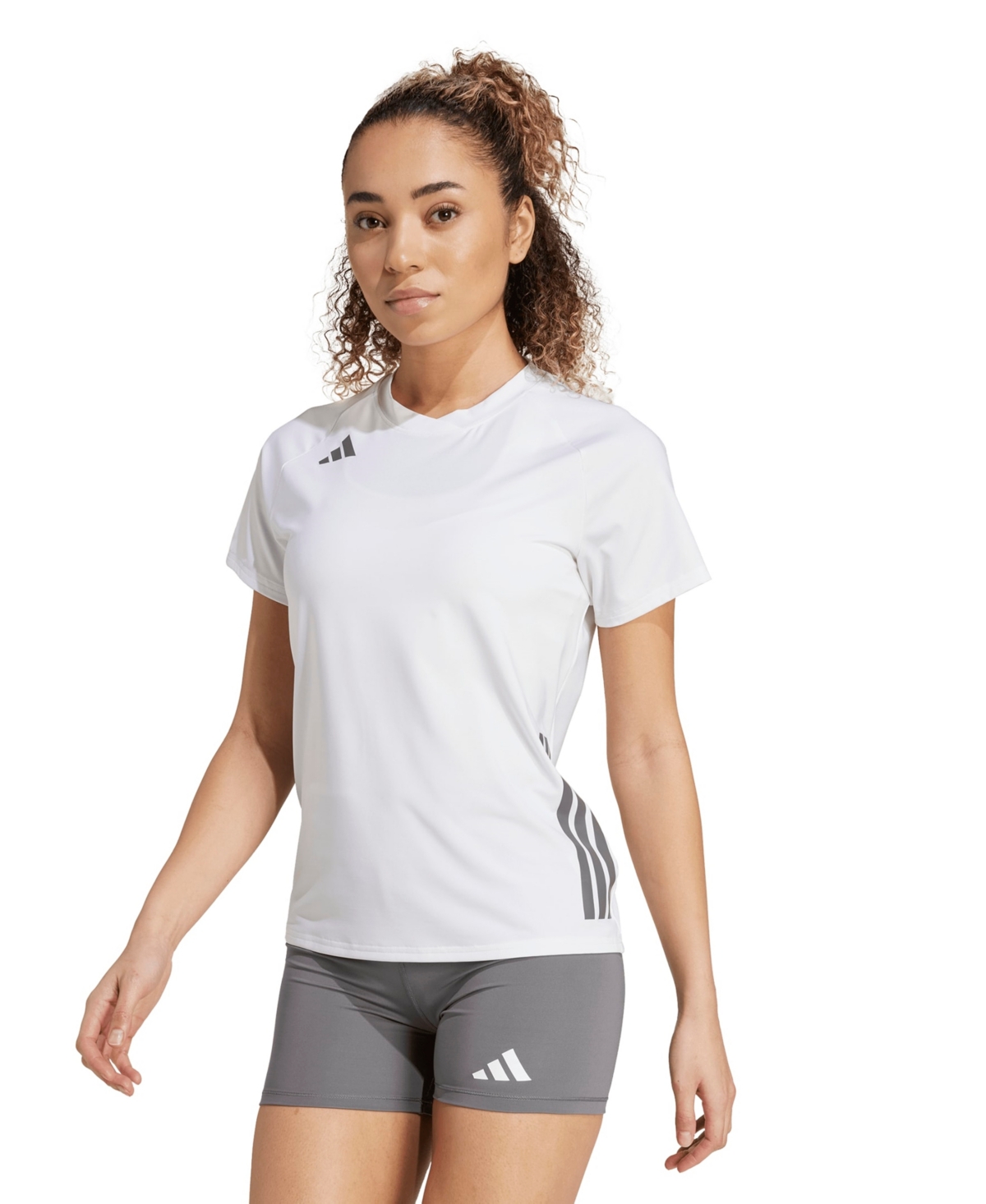 adidas Women's Hilo Short Sleeve Volleyball Jersey Training T Shirt - White