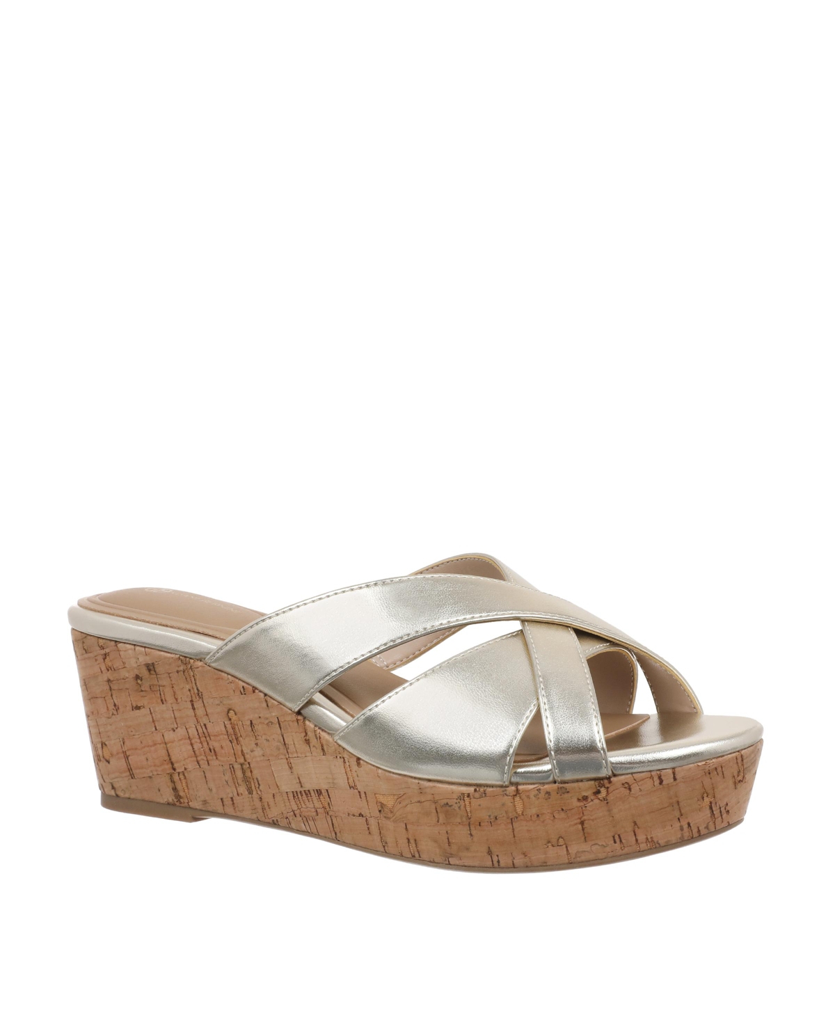 Women's Juliaa Strappy Cork Platform Wedge Sandals, Created for Macy's - Platino