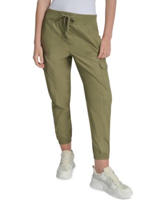 DKNY - Women's Cotton Ribbed-Waist Jogger Cargo Pants