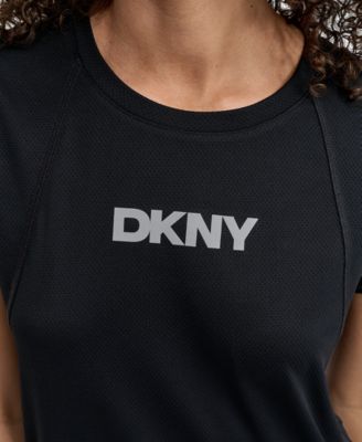 新品 AM1366 Lindsay logo tops black DKNY Women's Tech Logo Raglan-Sleeve T-Shirt - Macy's