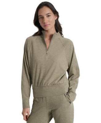 DKNY - Women's Space-Dyed Half-Zip Raglan-Sleeve Top