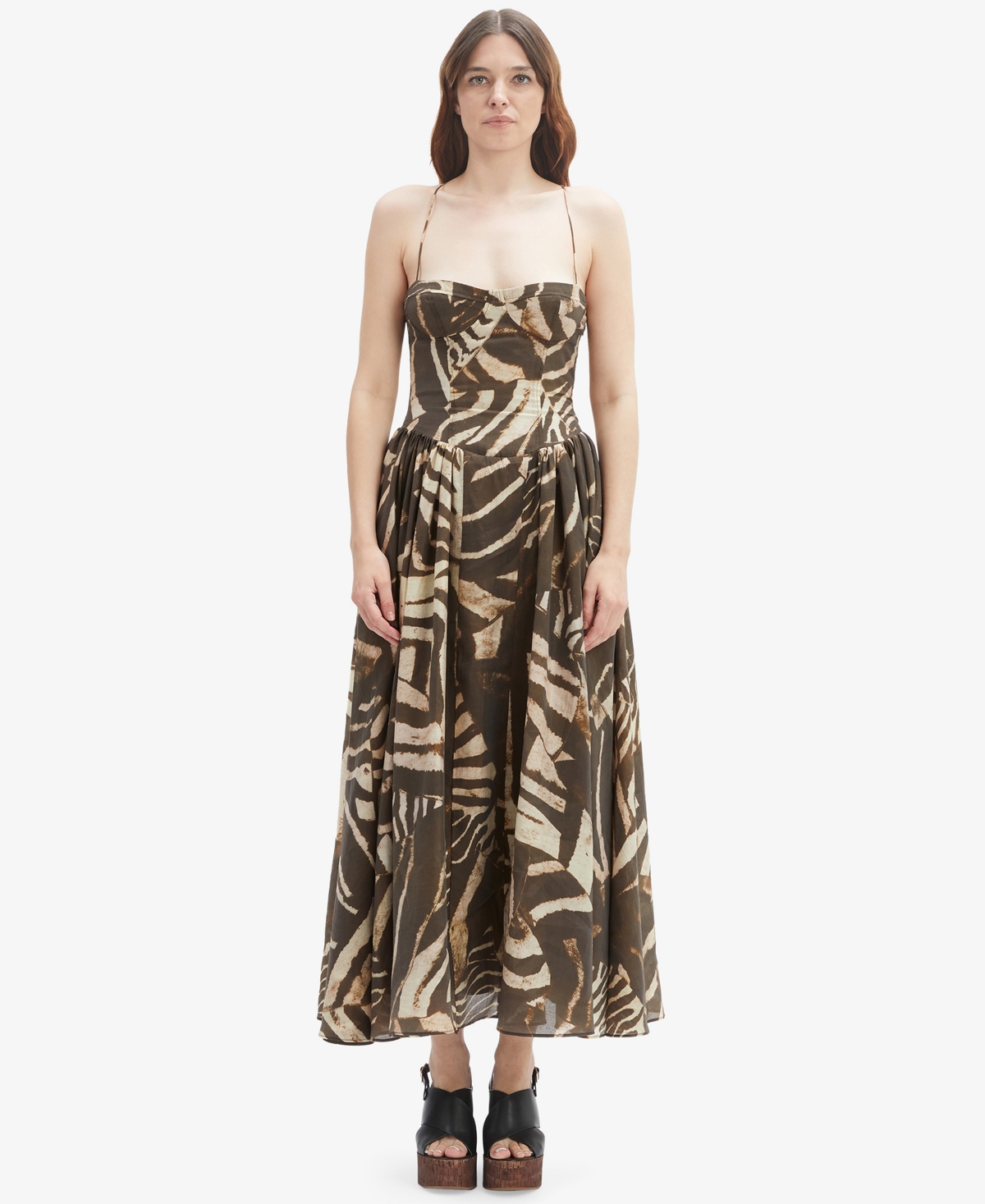 Women's Estie Printed Sweetheart Maxi Dress - Brown Palm