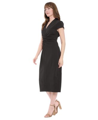 Women's Short-Sleeve V-Neck Midi Dress