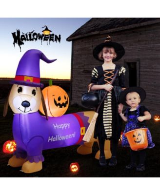 5 Feet Long Halloween Inflatable Dachshund Dog with Pumpkin