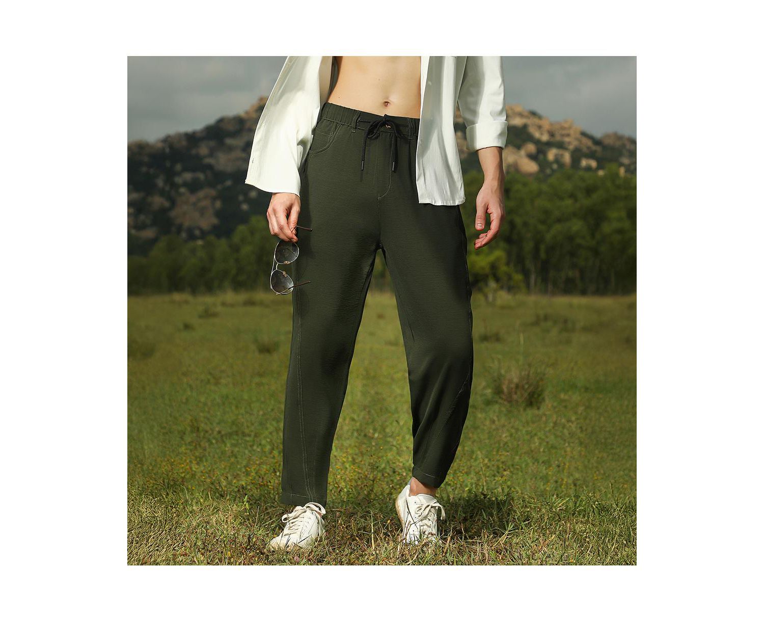 Men's Sacramento Green Tapered Tailored Trousers
