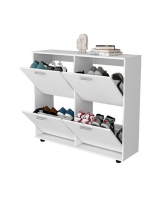 Nutrioso Tilt-Out Shoe Storage Cabinet with Multiple Compartments and Modern Desig, White