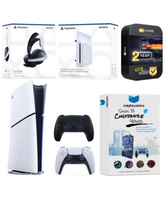PlayStation 5 Slim Digital Bundle with Disc Drive, Extra Controller, Pulse Elite Headset, MightySkins Voucher and 2 Year Extended Warranty - Gala