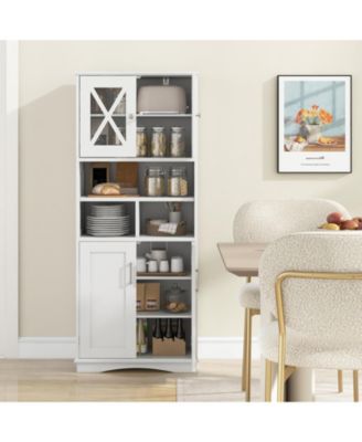 Tall Bathroom Cabinet with Acrylic Doors and Storage Cubes
