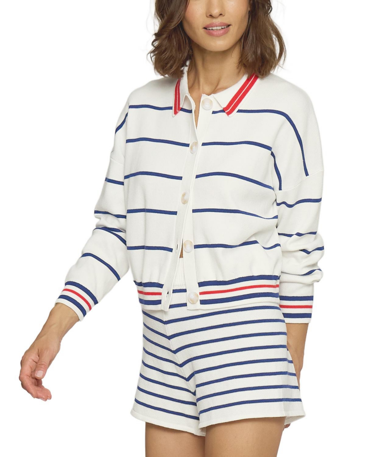 Women's Nautical Stripe Polo - Ivory