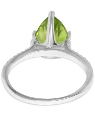 Peridot (1-3/4 ct. t.w.) & Diamond (1/10 ct. t.w.) Pear Ring in 14k White Gold