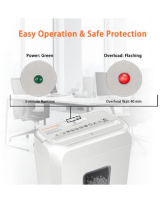 Quiet Cross-Cut Shredder, Ideal for Home Offices, Low-Noise Shredder, 6 Sheets at Once, Perfect for documents, Mail & Staples, 3.4-Gallon Wastebasket, Easy-Carry Handle, White