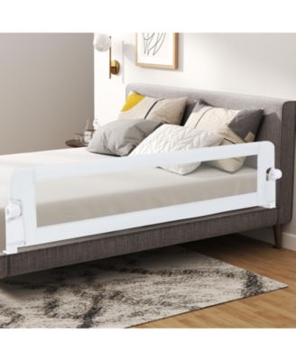 Kids Swing-Down Foldable Bed Rail Guard with Safety Strap Adjustable