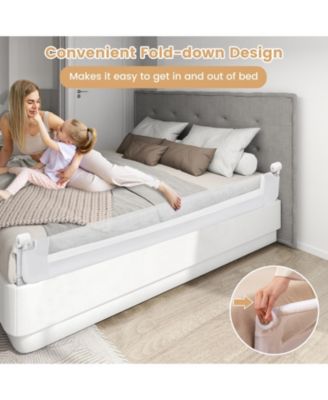 Kids Swing-Down Foldable Bed Rail Guard with Safety Strap Adjustable