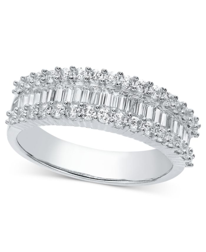 Diamond Baguette Cluster Band (1 ct. t.w.) in 14k White, Yellow or Rose