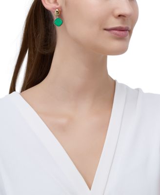 Green Onyx Square Drop Earrings in 24k Gold-Plated Sterling Silver (Also in Black Onyx)