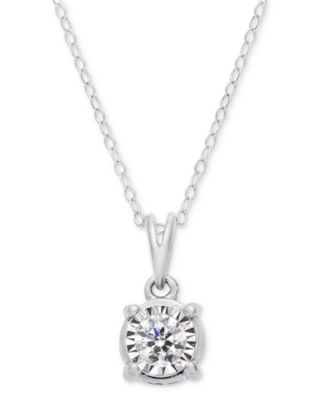 Macy's - Diamond Solitaire 18" Pendant Necklace (1/2 ct. t.w.) in 14k White, Yellow, or Rose Gold