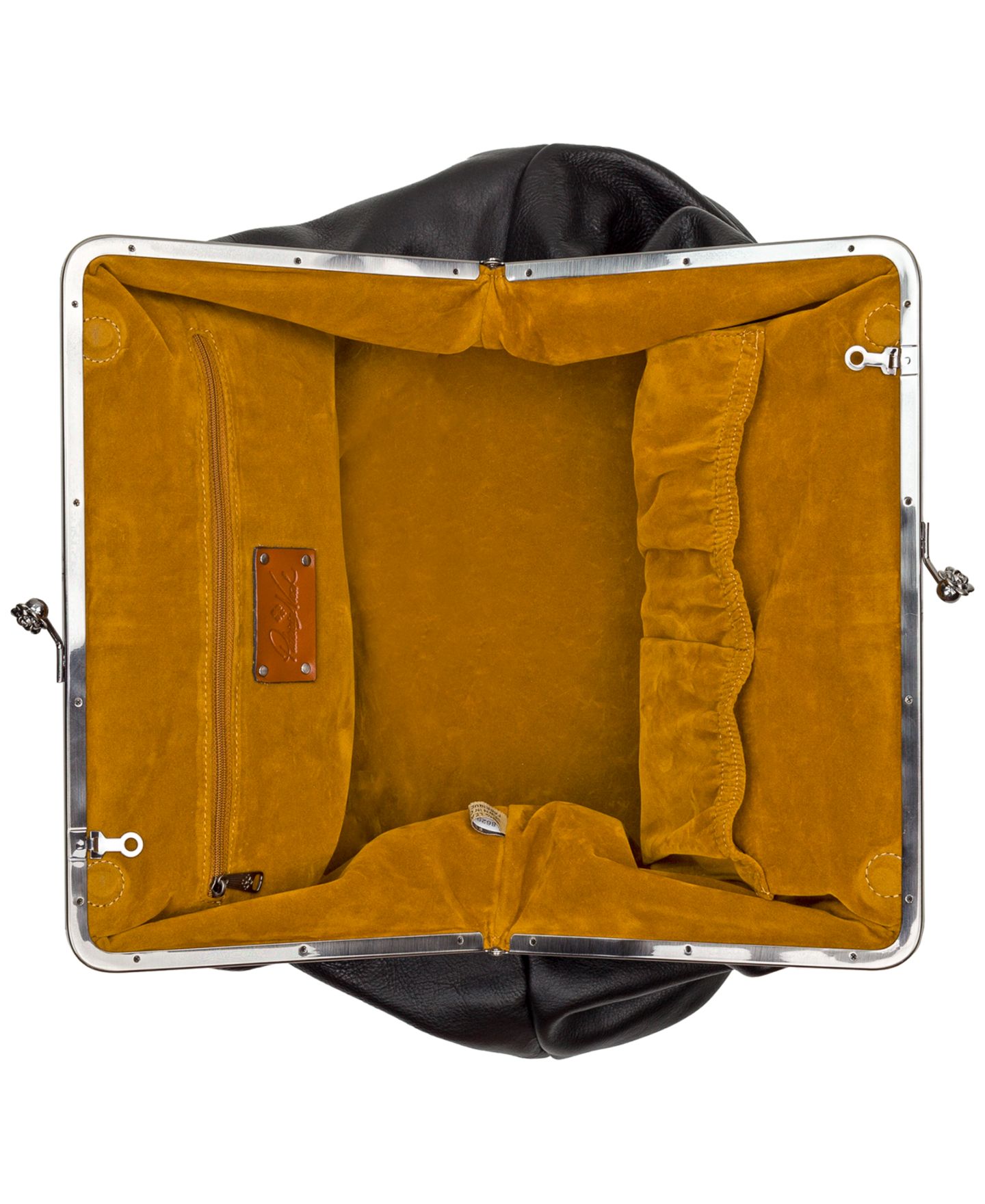 Женская сумка Patricia Nash Serafina Extra-Large Leather Kiss-Lock Frame, цвет: Чёрный — фото 4