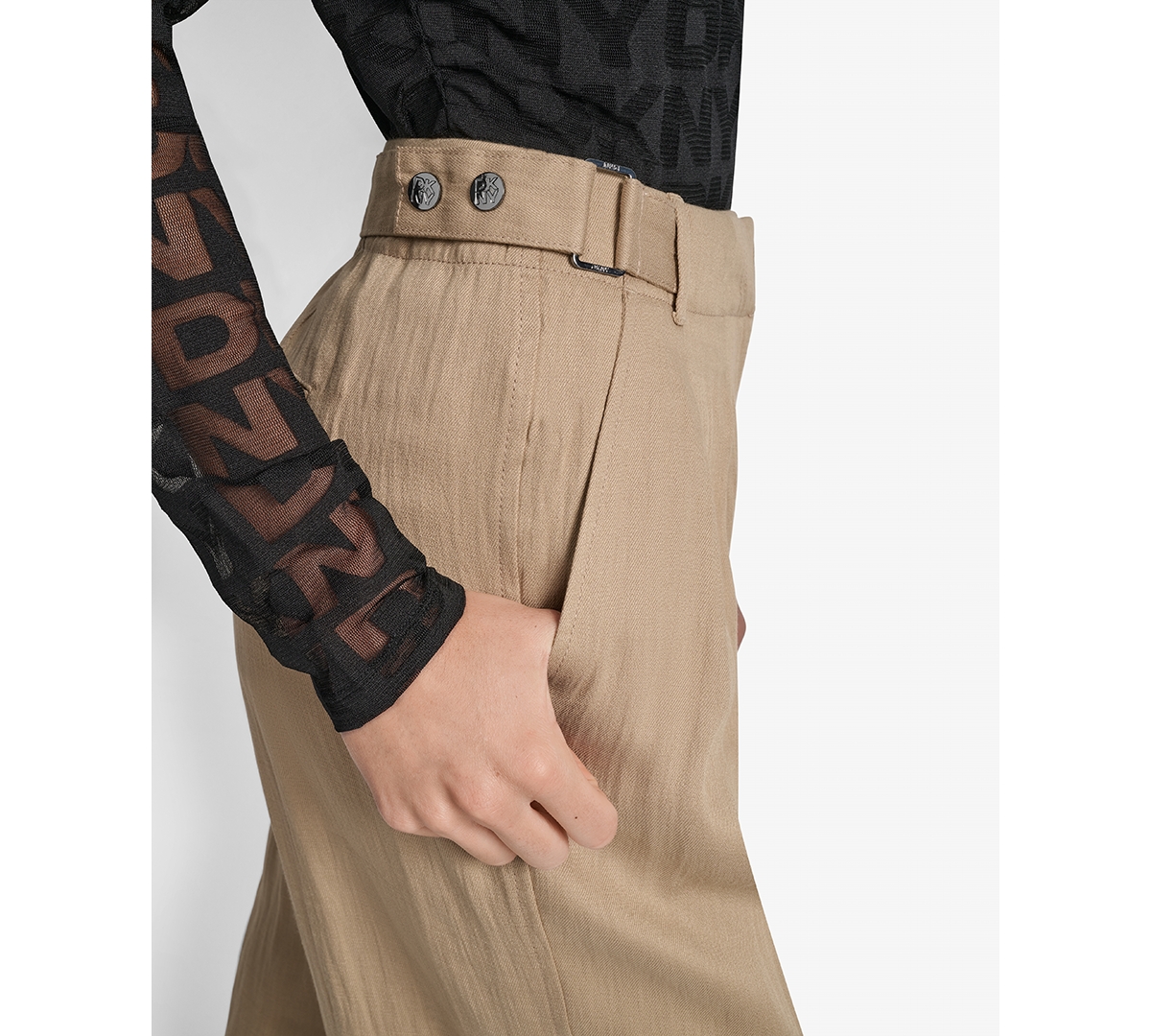 Dkny Weathered Twill Pleated Pants In Brown