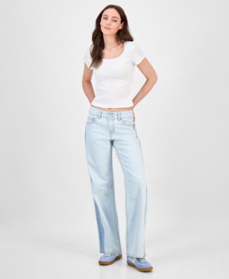 Premium Women's Cotton Rib-Knit Square-Neck Tee