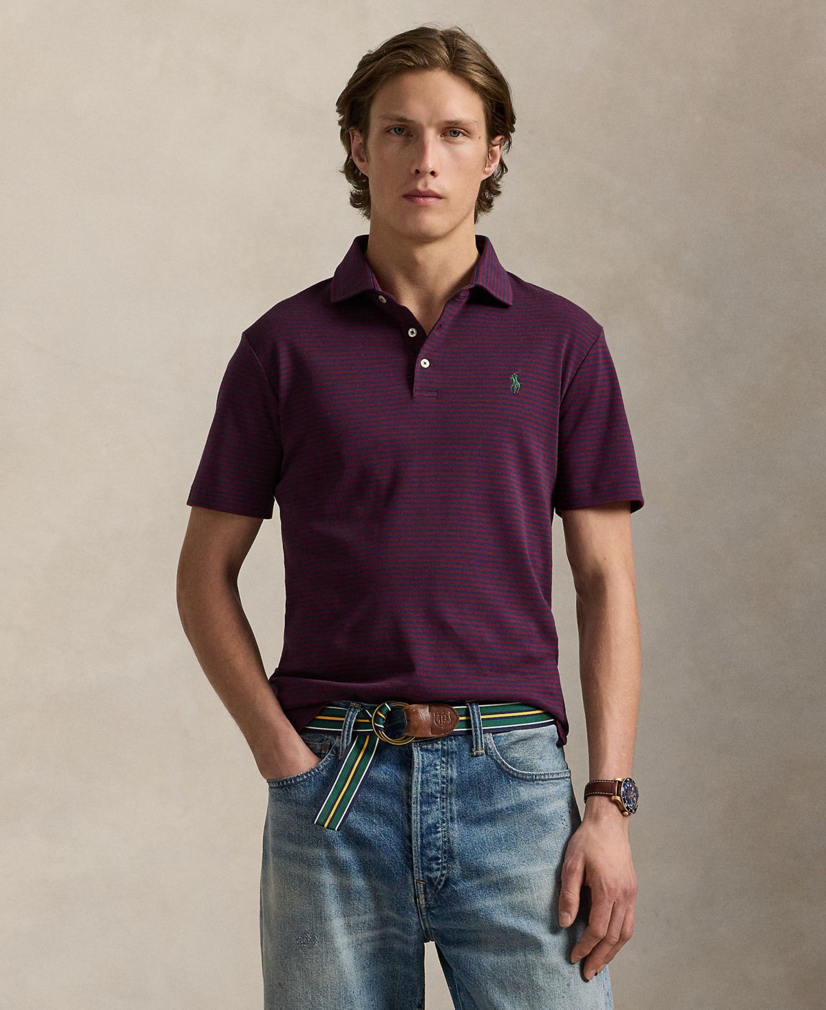 Мужская приталенная рубашка поло из мягкого хлопка на заказ