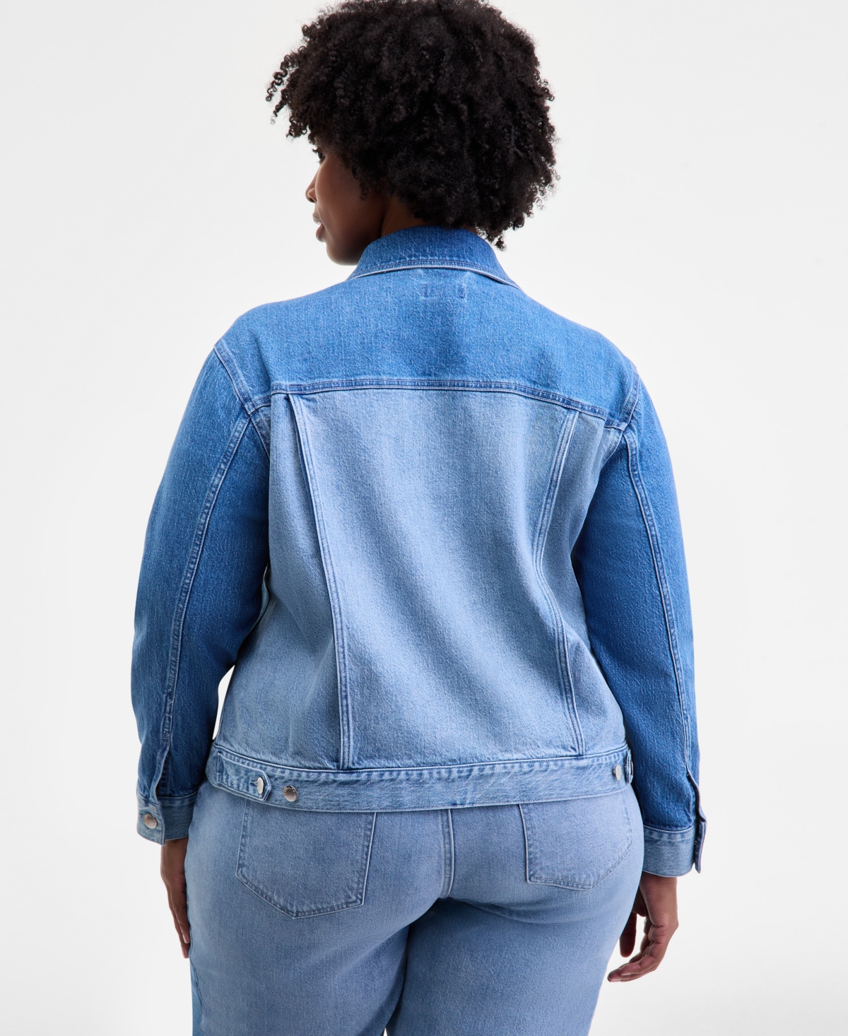 On 34th Trendy Plus Two-tone Denim Trucker Jacket, Macy's Exclusive