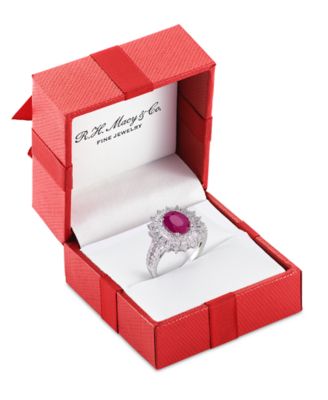 EFFY&reg; Ruby (1-7/8 ct. t.w.) & Diamond (1/4 ct. t.w.) Halo Statement Ring in 14k White Gold (Also in Sapphire and Emerald)