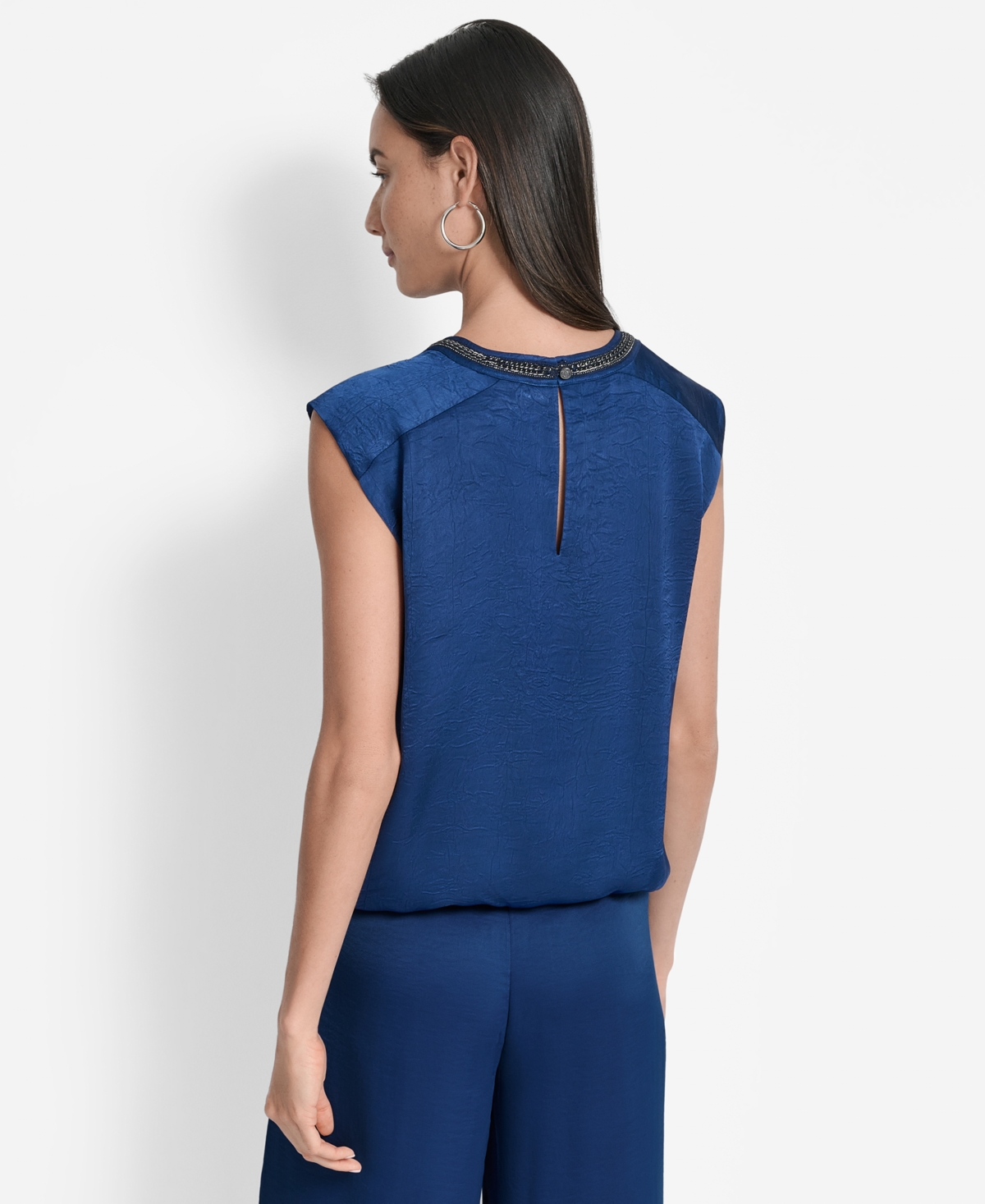 Dkny Women's Crinkle-Texture Chain-Neck Top