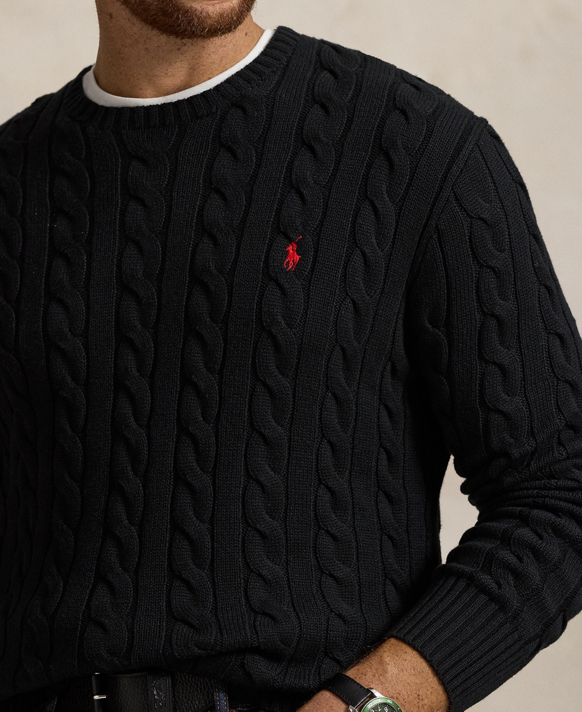 Polo Ralph Lauren Men's Big & Tall Cable-Knit Cotton Sweater