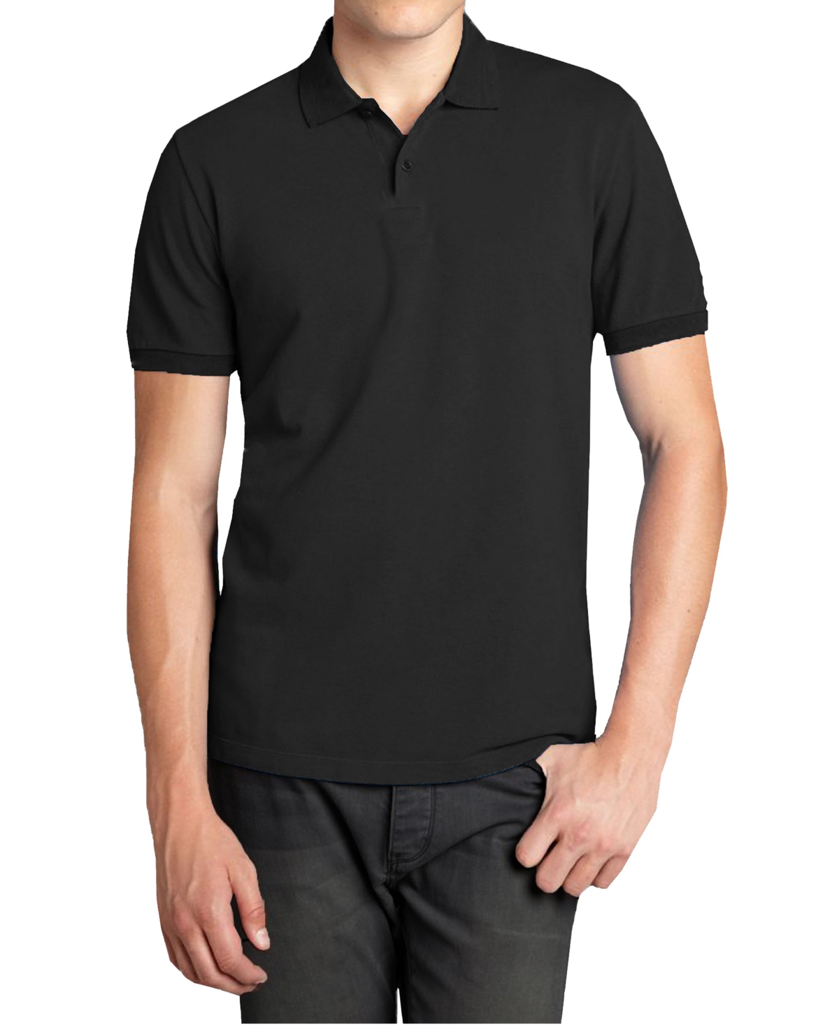 Galaxy By Harvic Men's Polo Avenue Short Sleeve Pique Polo Shirt - Black