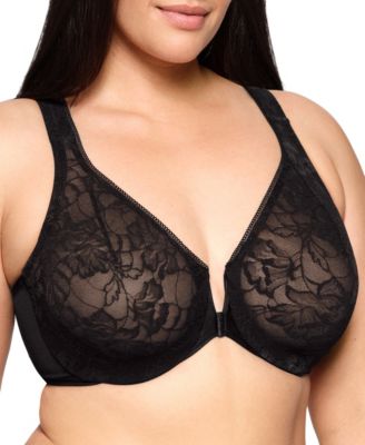 Full Figure Plus Size Lacey T-Back Front-Closure Wonderwire Bra Underwire 9246