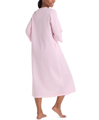 Women's 3/4-Sleeve Zip-Front Seersucker Robe