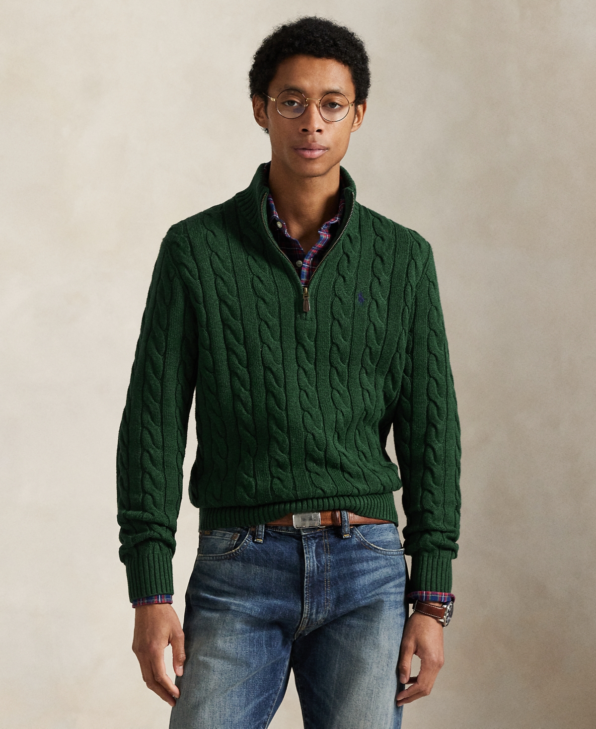 Polo Ralph Lauren Men's Cable-Knit Cotton Sweater - Scotch Pine Heather