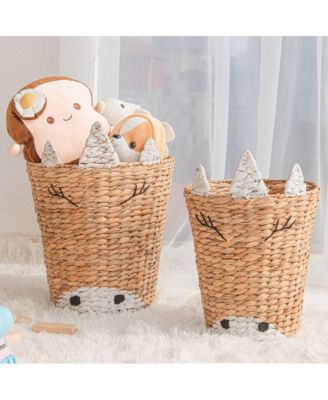 S/2 Round Unicorn Baskets, Natural