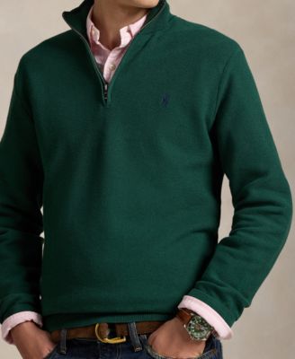 Men's Mesh-Knit Cotton Quarter-Zip Sweater