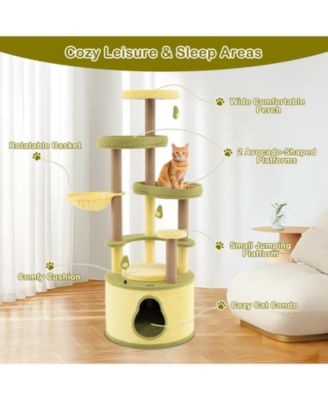 Large Avocado Cat Tree Multi-level Cat Tower with Private Condo