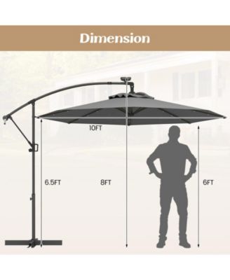 10 Feet 360° Rotation Solar Powered LED Patio Offset Umbrella without Weight Base