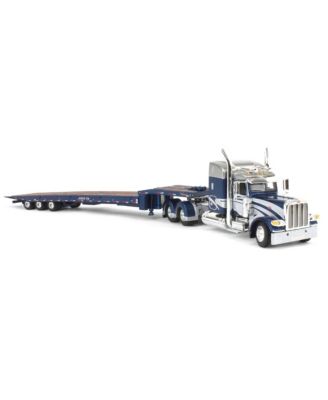 1/64 Peterbilt 389 w/ Talbert 5553T Traveling Axle Trailer Blue DCP