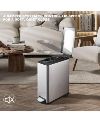 2.6 Gal./10 Liter Slim Stainless Steel Step-on Trash Can for Bathroom and Office