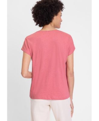 Embroidered Trim Cotton Linen Tee