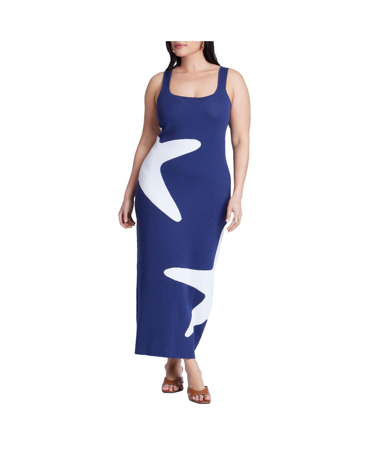 Plus Size Intarsia Column Dress - Seaside starfish