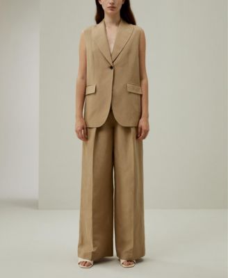 Single Button Sleeveless Lapel Blazer