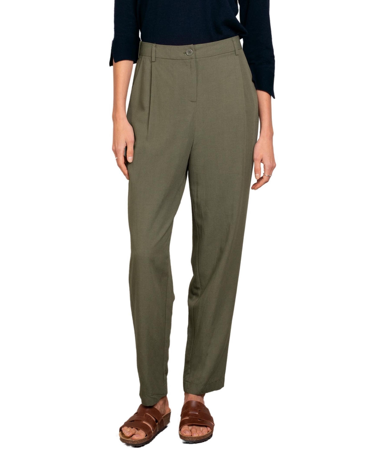 Women's Casual Tapered Leg Pants - Khaki