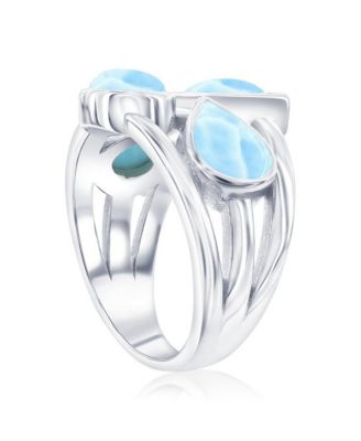 Sterling Silver, Multi-Shaped Larimar Ring