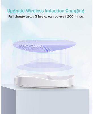 Rechargeable Facial Cleansing Brush, Soft Silicone Waterproof Sonic Vibrating Face Cleaning Brush Compatible with Face Cleansers, 5 Speeds, Violet