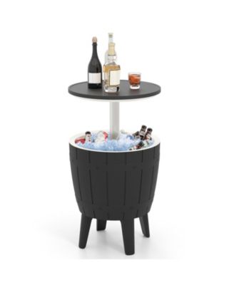 10 Gallon Cooler Bar Table Outdoor Coffee Table Ice Bucket with Telescopic Tabletop for Beer and Wine