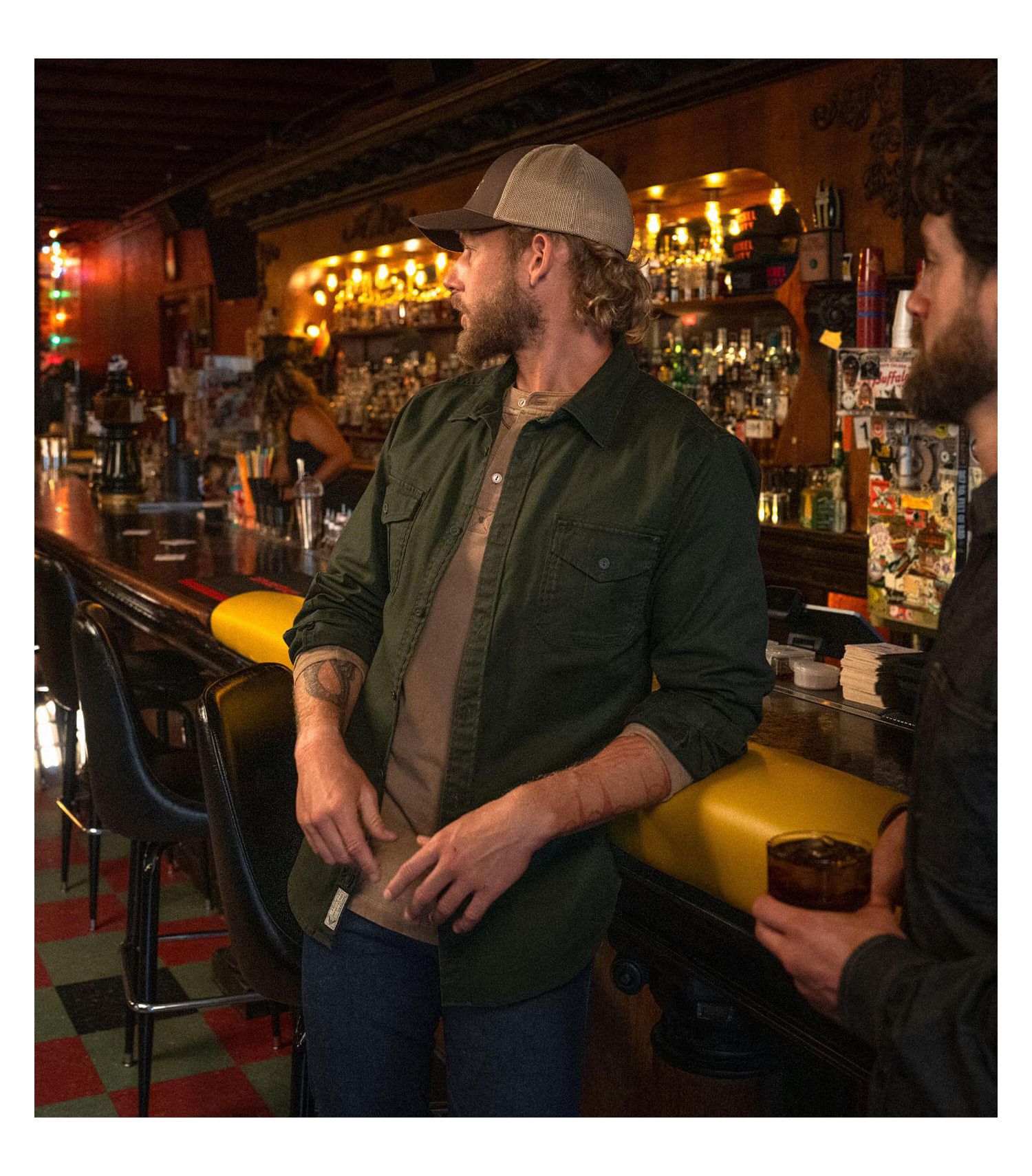 Men's Heavyweight Utility Stretch Long Sleeve Button Up Overshirt
