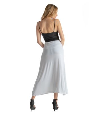 Petite Elastic Waist Solid Color Maxi Skirt