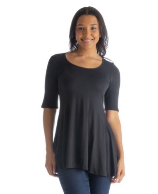 売れ筋商品|||２４セブンコンフォート カットソー トップス レディース Petite Elbow Sleeve Swing Crew Neck Tunic Top Navy 24seven Comfort Apparel Petite Elbow Sleeve Swing Crew Neck